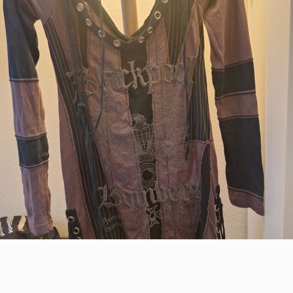 Salvage Long Sleeve Dress - Black and Purple
